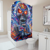 Skull and Semi Truck Art Duschvorhang (Beispiel)