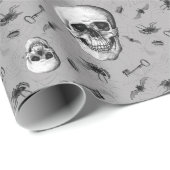 Skull and Spiders Pattern Halloween Geschenkpapier (Rolleneckpunkt)