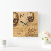 SKULL AND TEETH DENTAL CLINIC,DENTIST Monogram Quadratische Wanduhr (Zuhause)