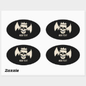 Skull and Wings, Text hinzufügen Ovaler Aufkleber (Blatt)