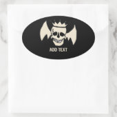Skull and Wings, Text hinzufügen Ovaler Aufkleber (Tasche)