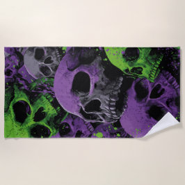 Skull Art – Purple and Green Grunge Design Strandtuch