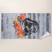 Skull Art Rose Erwachsene Strandtuch (Vorderseite)