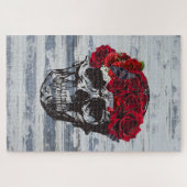 Skull Art Rote Rosen Puzzle (Horizontal)