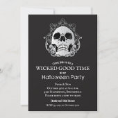 Skull auf Black Halloween-Party Einladungen (Vorderseite)