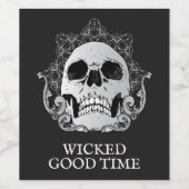 Skull auf Black Halloween Weinetikett (Einzelnes Label)