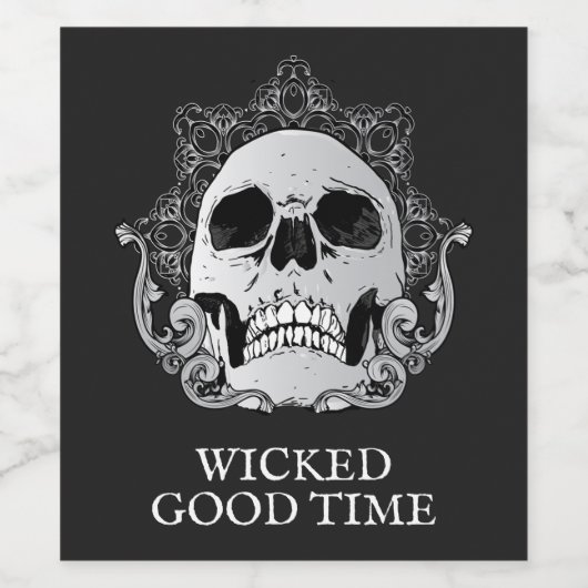 Skull auf Black Halloween Weinetikett (Einzelnes Label)