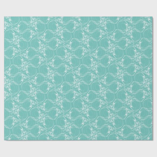 Skull auf dem Aquamarinen Umschlagpapier Geschenkpapier (Flach)