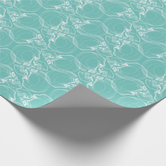 Skull auf dem Aquamarinen Umschlagpapier Geschenkpapier (Ecke)