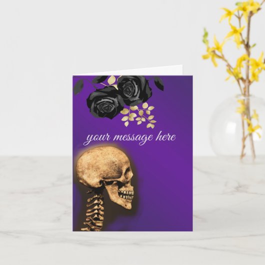 Skull auf lila karte (Gelbe Blume)
