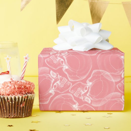 Skull auf rosa Wrapping Paper Geschenkpapier (Geburtstagsparty)