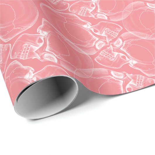 Skull auf rosa Wrapping Paper Geschenkpapier (Rolleneckpunkt)