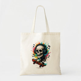 Skull auf Skaten mit Kopfhörern - Music & Color Sp Tragetasche