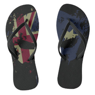 Skull Australian Flag Black Badesandalen