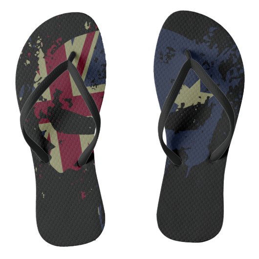 Skull Australian Flag Black Badesandalen (Fußbett)