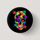 Skull Autism Awareness Mama Vater Kid Autism Suppo Button (Vorderseite)