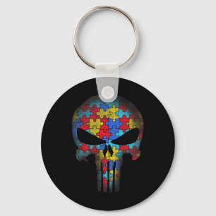 Skull Autismus Bewusstsein T-Shirt Mama Vater Kind Schlüsselanhänger