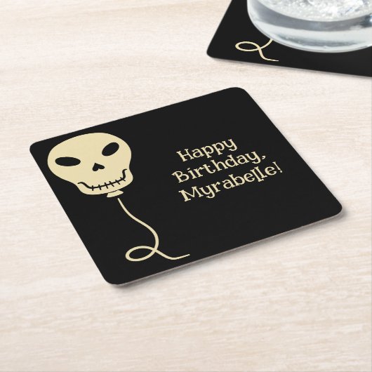 Skull Balloon Goth Birthday Party Rechteckiger Pappuntersetzer (angewinkelt)