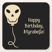 Skull Balloon Goth Birthday Party Rechteckiger Pappuntersetzer (Vorderseite)