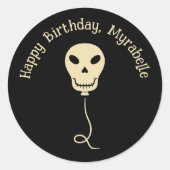 Skull Balloon Goth Birthday Party Runder Aufkleber (Vorderseite)