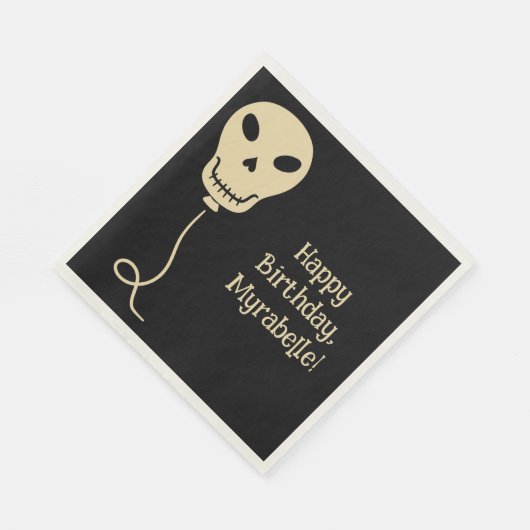 Skull Balloon Goth Birthday Party Serviette (Ecke)