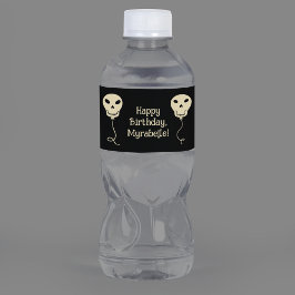Skull Balloon Goth Birthday Party Wasserflaschenetikett