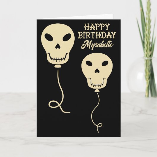 Skull Balloons Personalisiert Goth Geburtstag Karte (Vorderseite)