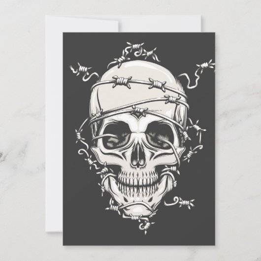 Skull Barbed Wire Einladung (Vorderseite)