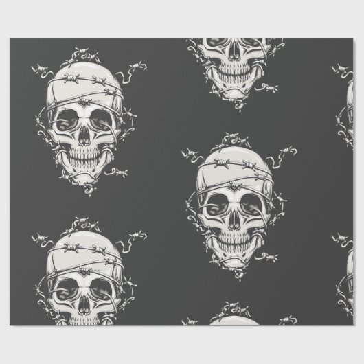 Skull Barbed Wire Geschenkpapier (Flach)