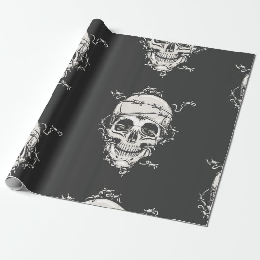 Skull Barbed Wire Geschenkpapier (Ungerollt)