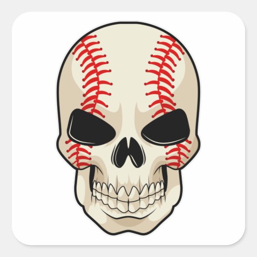 Skull Baseball Sports Quadratischer Aufkleber (Vorderseite)