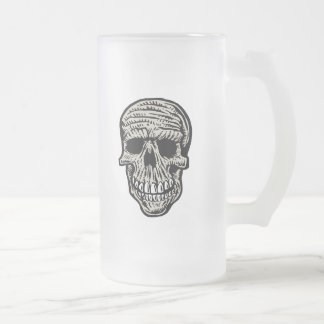 Skull - Beängstigende Funny Skeleton Head Graphic Mattglas Bierglas