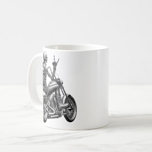 "Skull-Biker" auf heisser Maschine Kaffeetasse (Vorderseite Links)