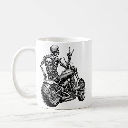 "Skull-Biker" auf heisser Maschine Kaffeetasse (Links)
