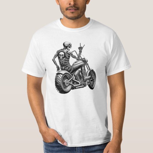 "Skull-Biker" auf Motorrad T-Shirt (Vorderseite)