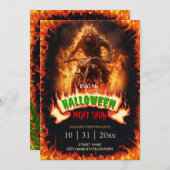 Skull Biker aus Hell Halloween Flammen Einladung (Vorne/Hinten)