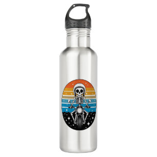 Skull-Biker Flame Flügelrad Motorrad Edelstahlflasche
