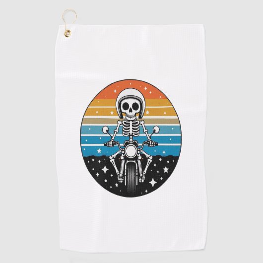 Skull-Biker Flame Flügelrad Motorrad Golfhandtuch (Vorderseite)