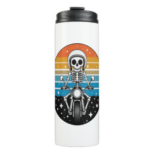 Skull-Biker Flame Flügelrad Motorrad Thermosbecher