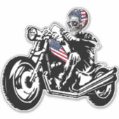 Skull-Biker mit amerikanischer Flagge Aufkleber (Vorderseite)