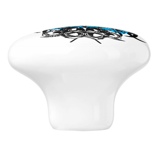 Skull Biker Tattoo Design Dresser Drawer Knob Pull Keramikknauf (Seitenansicht)