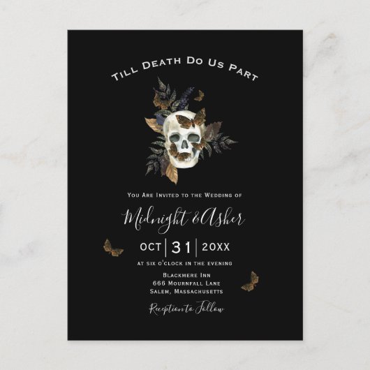 Skull bis zum Tod tun uns Teil Hochzeit Postkarte (Vorderseite)