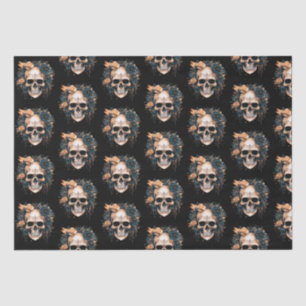Skull Black and Gold Blume Muster Halloween Seidenpapier