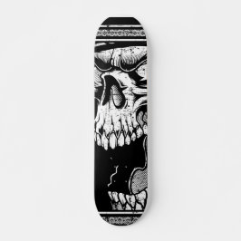 Skull Black and White Skateboard