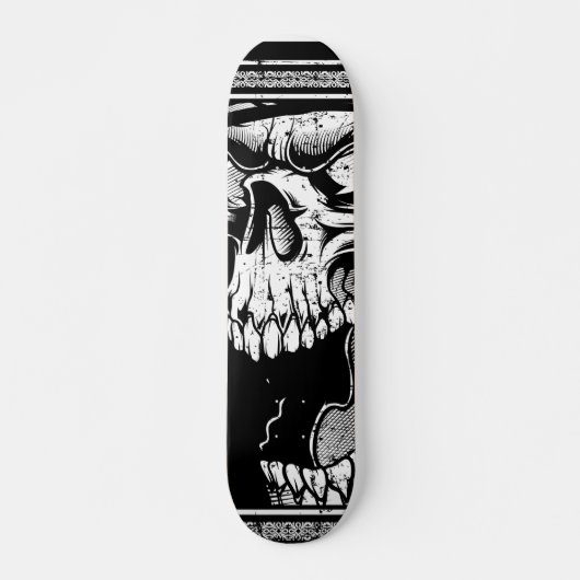 Skull Black and White Skateboard (Vorne)
