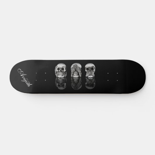 Skull Black Blue Modern Custom Skateboard (Horizontal)