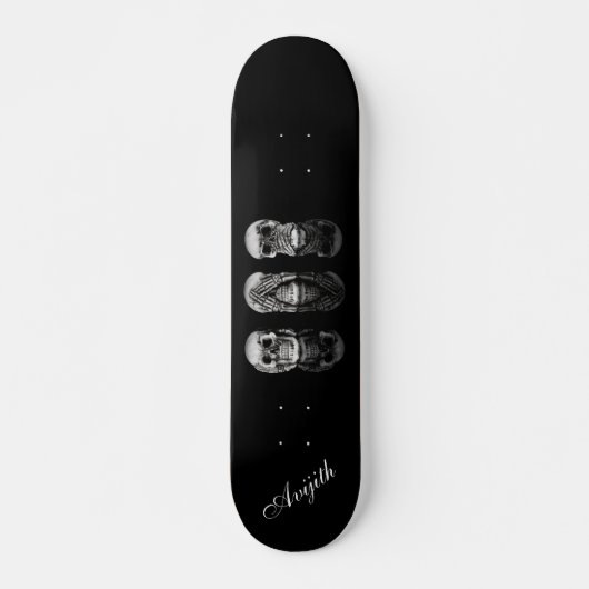 Skull Black Blue Modern Custom Skateboard (Vorne)