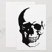 Skull - Black & White Metal Fantasy Art Briefpapier (Vorne/Hinten)