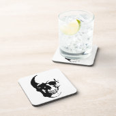 Skull - Black & White Metal Fantasy Art Getränkeuntersetzer (Rechte Seite)