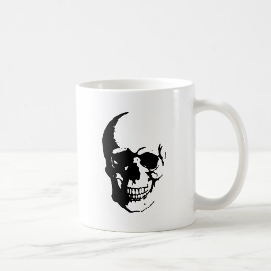 Skull - Black & White Metal Fantasy Art Kaffeetasse (Rechts)